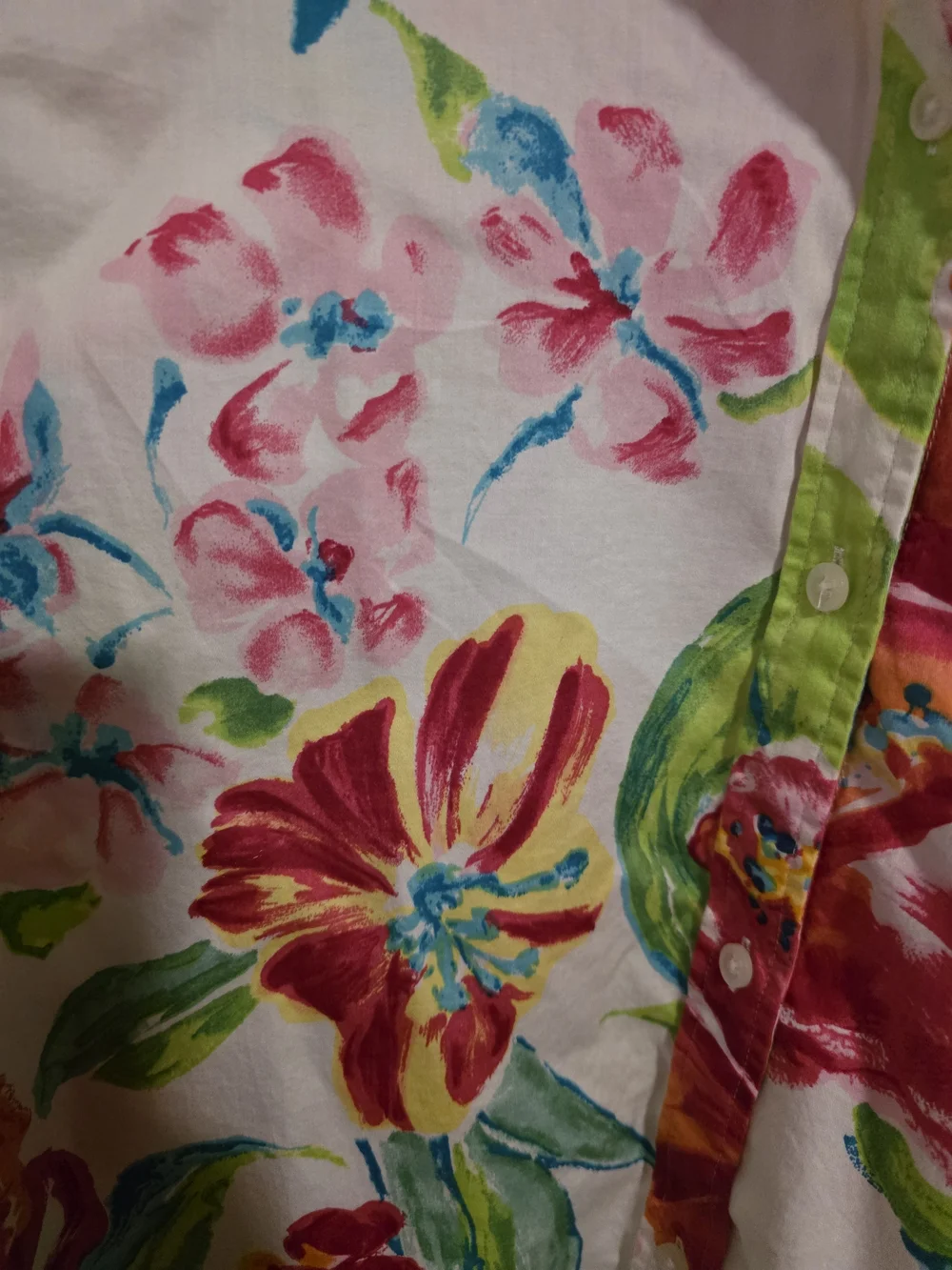 Lauren Ralph Lauren Floral Button Down Shirt XL Cotton Bright Summer Blouse - Picture 5 of 9